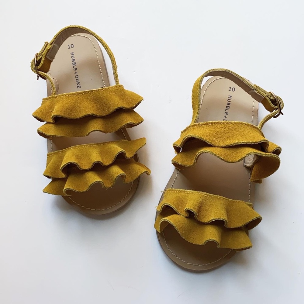 The Ruffled Suede Sandal by Hubble + Duke SOLD OUT